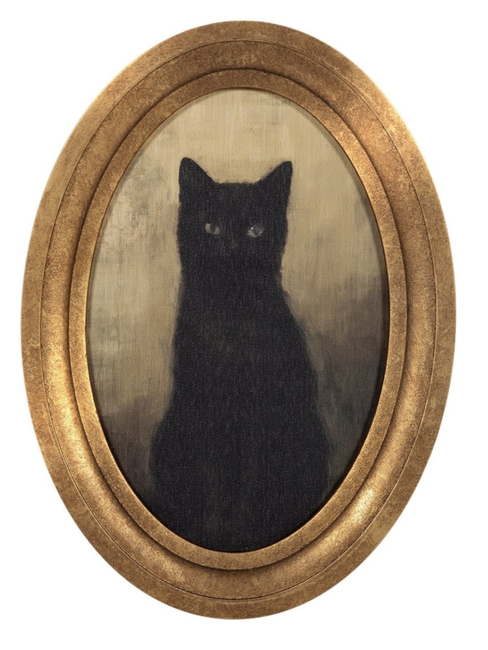 My Texas House Halloween Black Cat Oval MDF Canvas Print